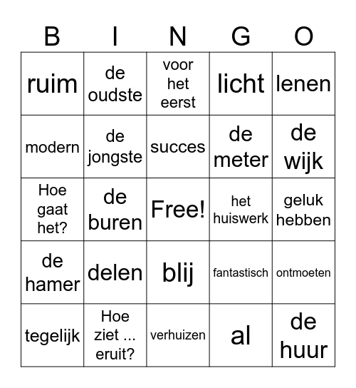 Taal Compleet thema 1 Bingo Card