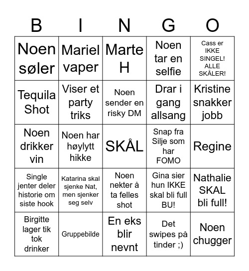 Jentenes julebord 2024 Bingo Card