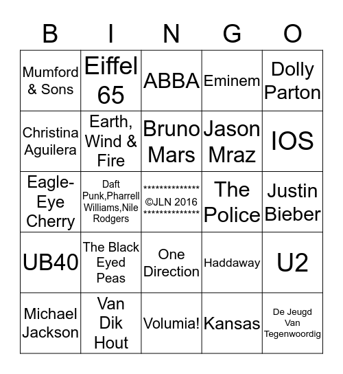 HTM Muziek Bingo Card