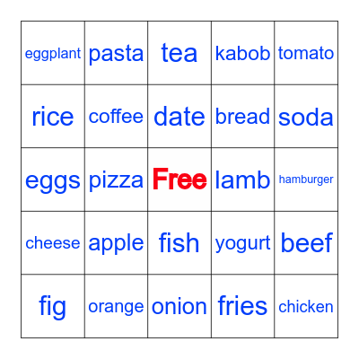 Food Bingo! Bingo Card