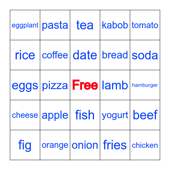 Food Bingo! Bingo Card