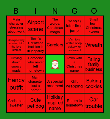 Hallmark Christmas Bingo Card