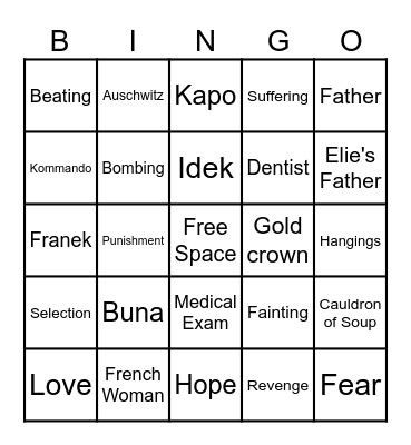 Night Chapter 4 Recap Bingo Card