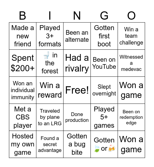 LRG Bingo Card