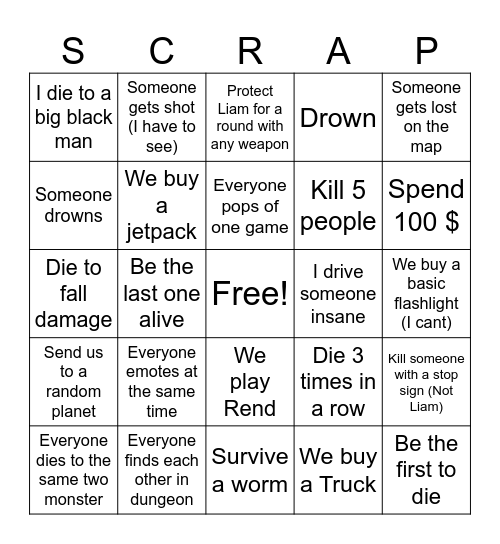 Lethal bingo Card