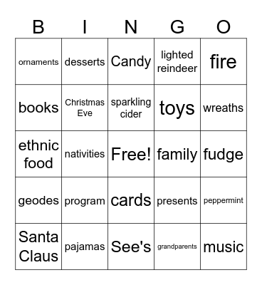 Cusworth Christmas Bingo Card