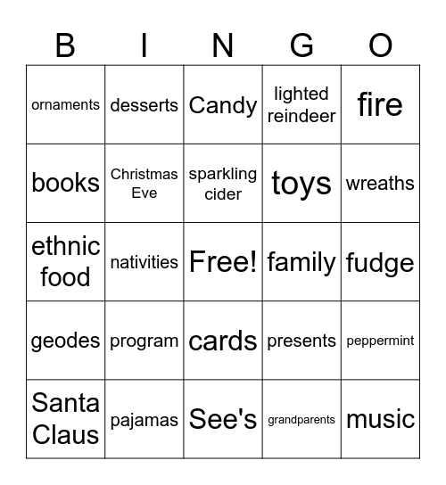 Cusworth Christmas Bingo Card