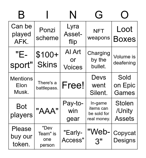 Crypto Game Bingo Card