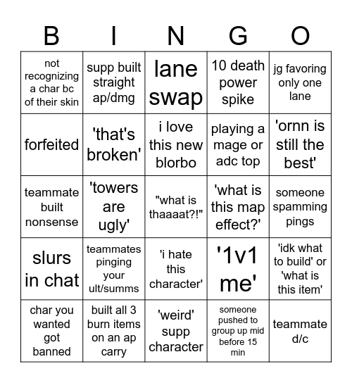 getting back into legs bingo Card