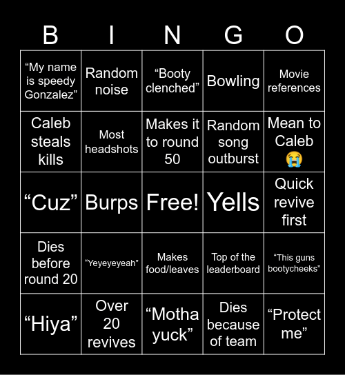 Zomboobs Bingo Card