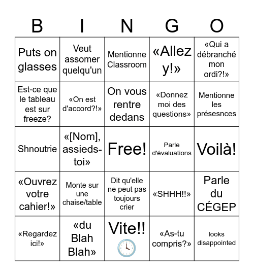 Mme Oussalah Bingo Card