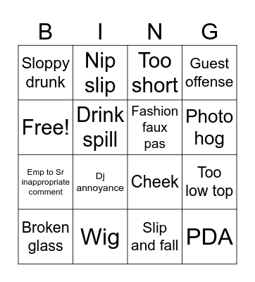 Holiday Party bingo Card