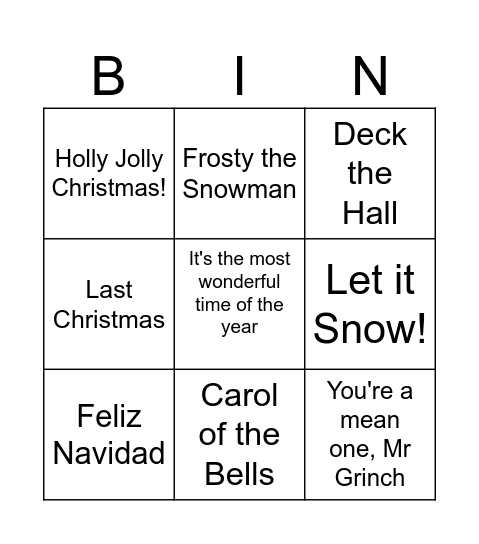 Christmas Bingo Card