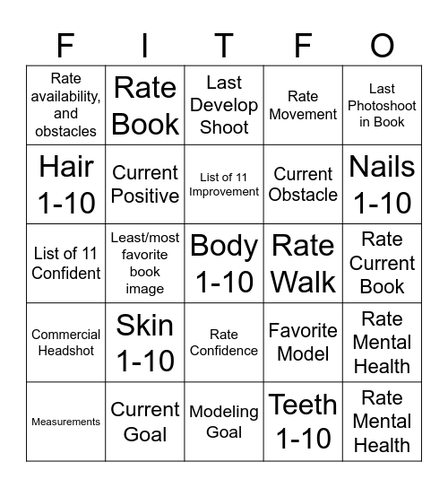 FITFO Bingo Card