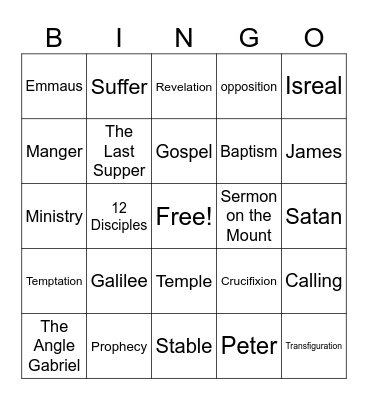 Chirst Bingo Card