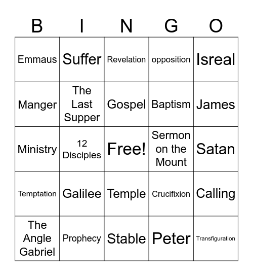 Chirst Bingo Card