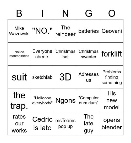 Cedric Bingo Card