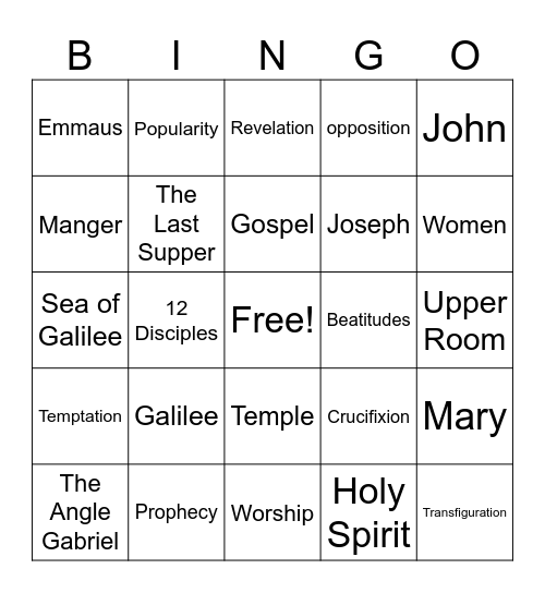 Chirst Bingo Card