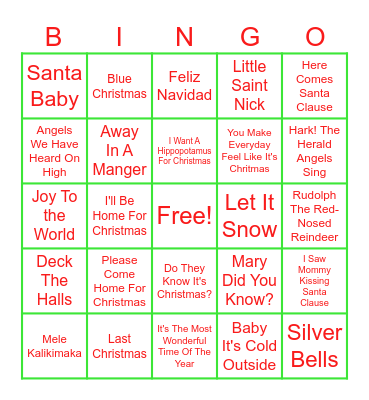 Christmas Music Bingo Card