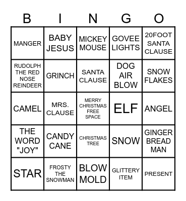 Christmas Lights Bingo Card