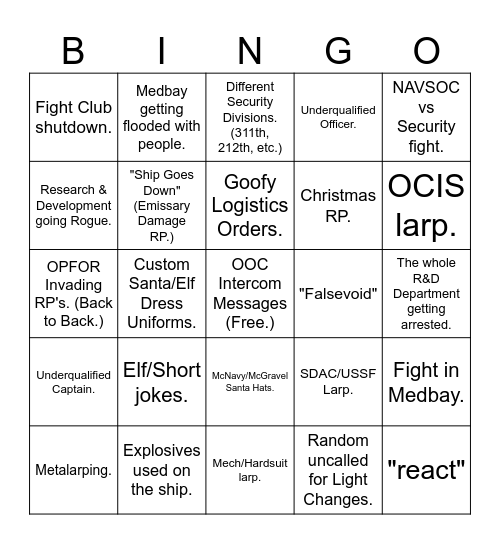 SSRP Monthly Bingo Card (december) Bingo Card