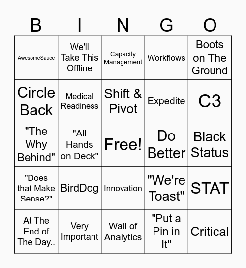 Elfie's CareComm Lingo Bingo Card