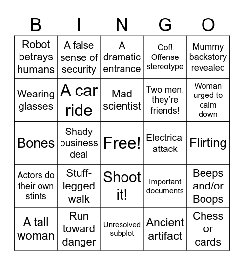 Robot vs The Aztec Mummy Bingo Card