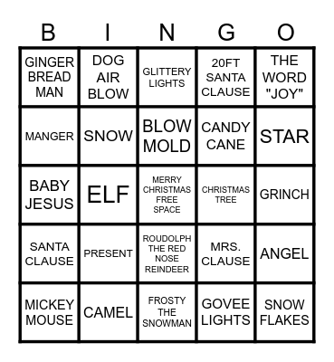 CHRISTMAS LIGHTS BINGO Card