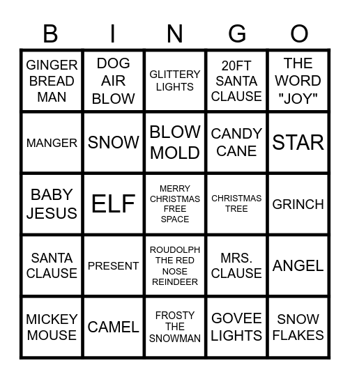 CHRISTMAS LIGHTS BINGO Card