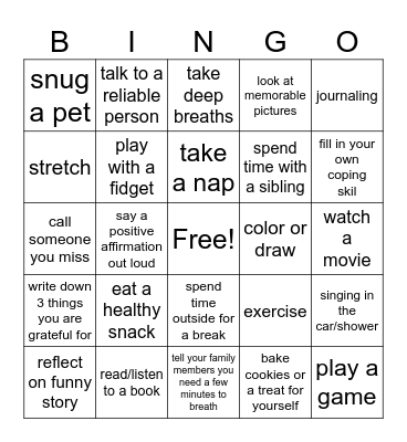 mental health bingo Card