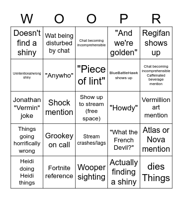 Woopson Bingo Card