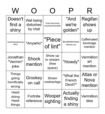 Woopson Bingo Card
