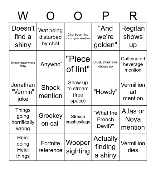 Woopson Bingo Card