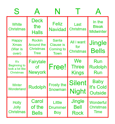 Christmas Carols Bingo Card