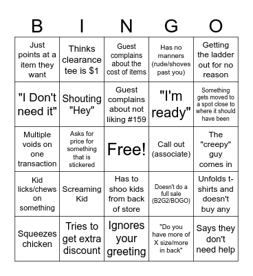 Spencer's Bingo Card