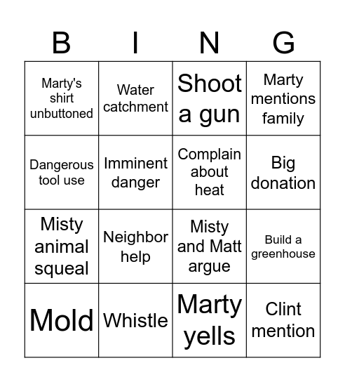 Homestead Rescue Bing(o) Bingo Card