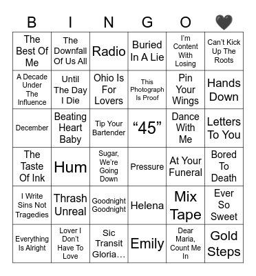 DRINK-182 Bingo Card