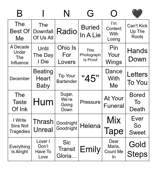 DRINK-182 Bingo Card