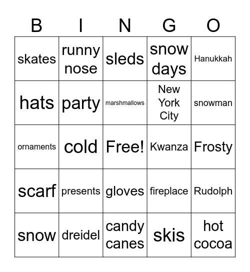 Happy New Year Bingo Card