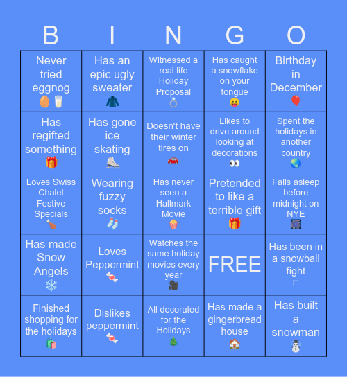 Winter Bingo Card