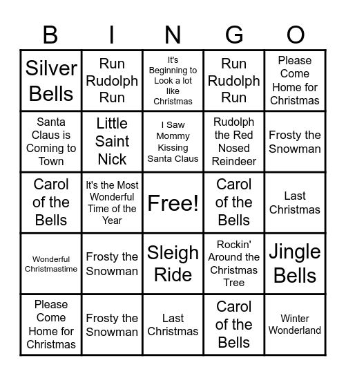 PD Exercise Holiday Party BINGO Card