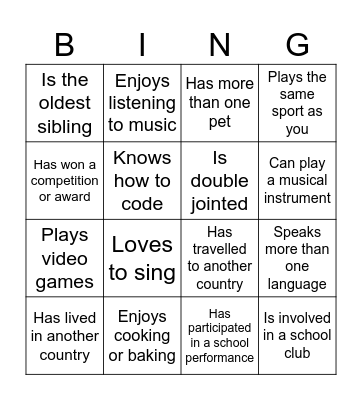 Human Bingo Card