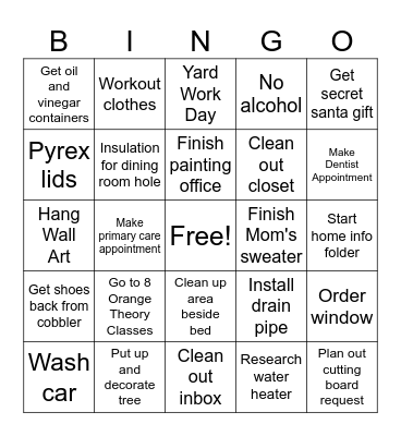 December Bingo Card