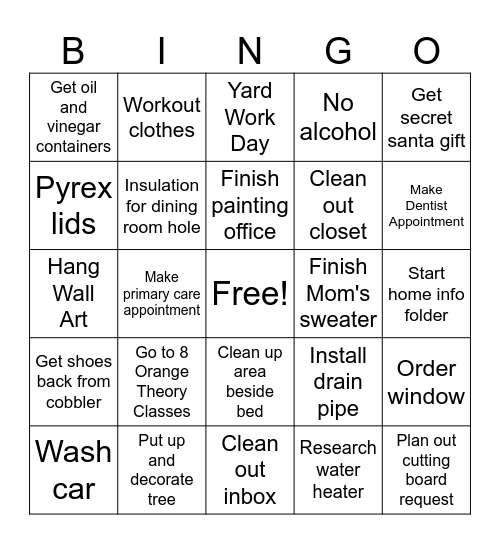 December Bingo Card