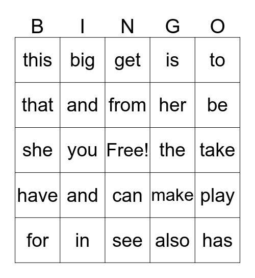 WORD Bingo Card