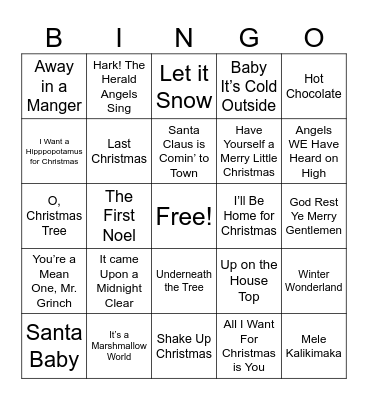 Christmas Bingo Card