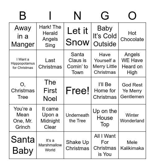 Christmas Bingo Card