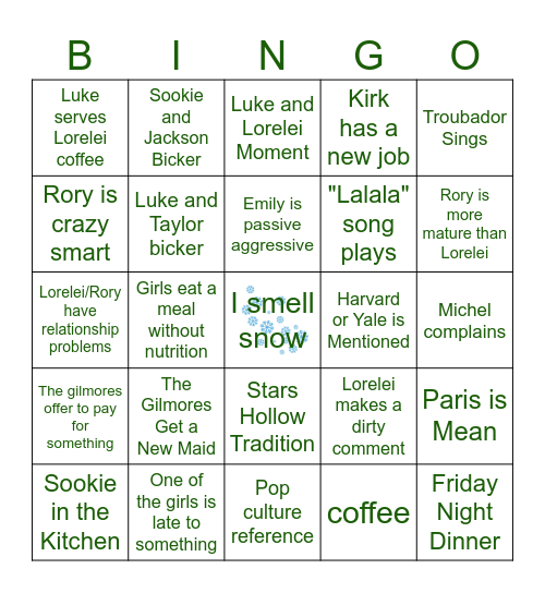 Gilmore Girls Bingo Card