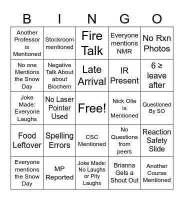 480 Presentations Bingo Card