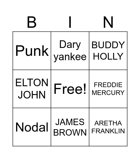MUSIC! MUSIC! MUSIC! Bingo Card